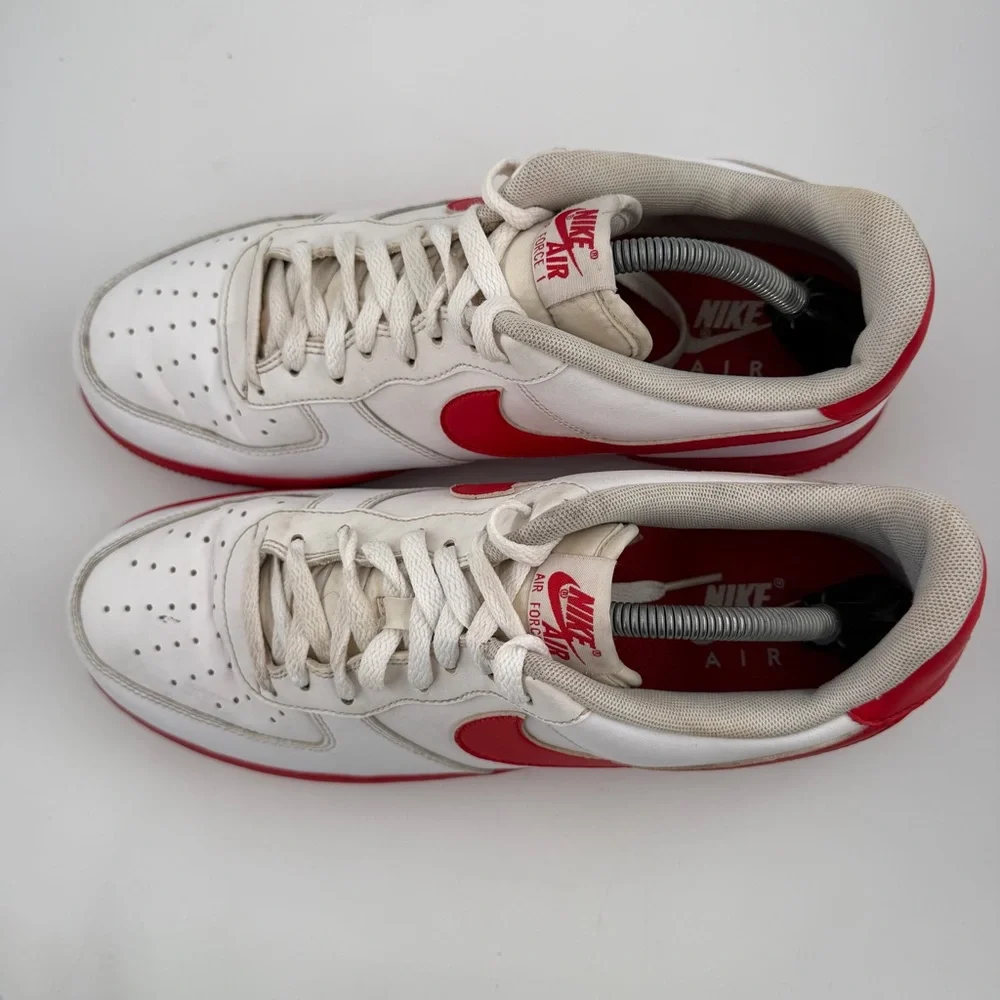 Nike Men’s Air Force 1 ‘07 - SZ 11 - White Red Lace-Up Low Top Shoes Sneakers